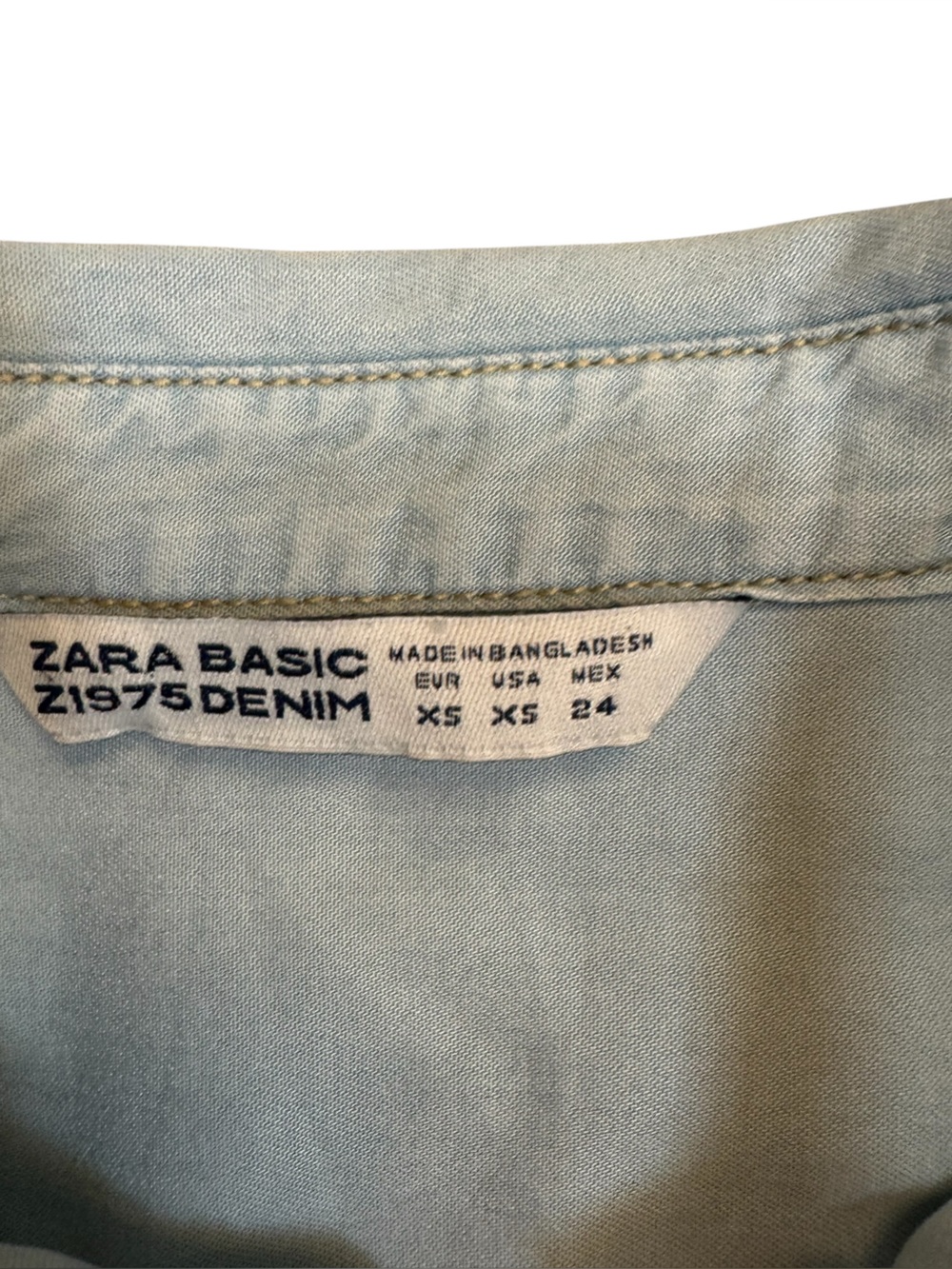 Zara Basic Embroidered Chambray Button Down Shirt XS Pomegranate Boho - Picture 3 of 11